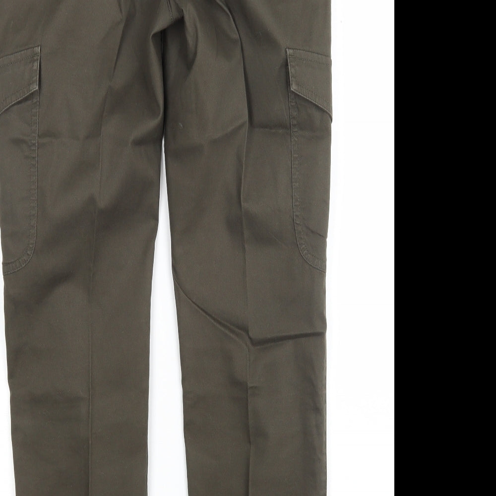 De Corp Womens Green  Cotton Cargo Trousers Size 12 L30 in Regular
