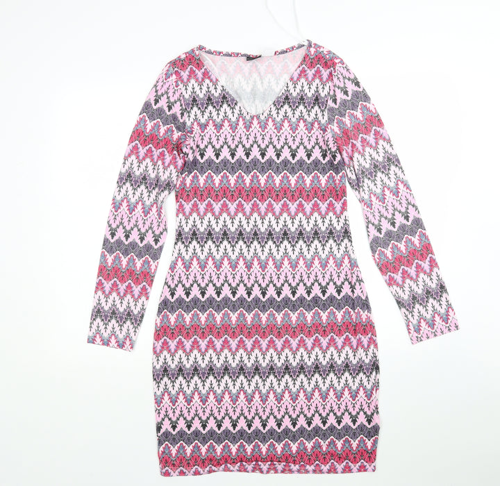 Body Flirt Womens Multicoloured Striped Viscose Pencil Dress Size S V-Neck