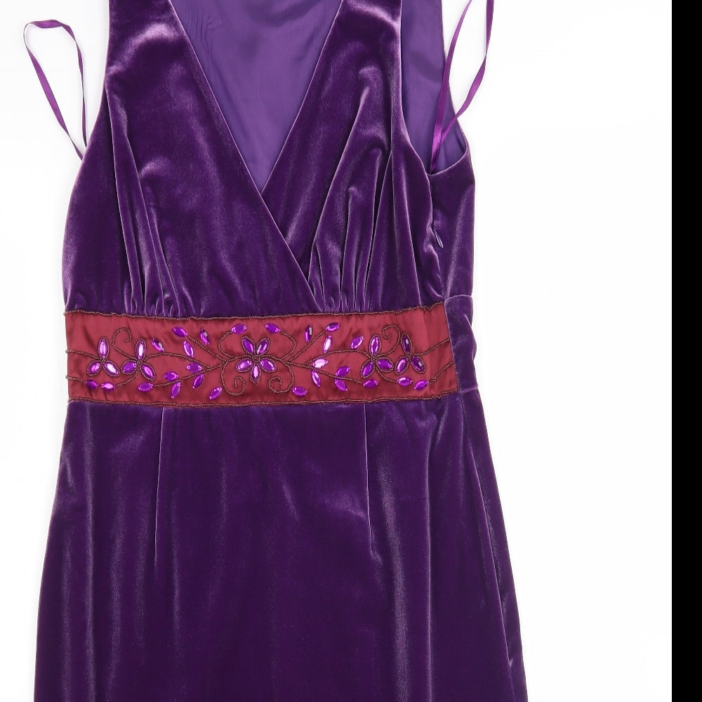 Together  Womens Purple  Polyester Tank Dress  Size 14  V-Neck