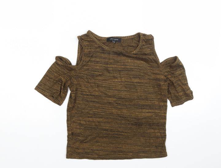 New Look Womens Brown Round Neck  Polyester Pullover Jumper Size 10