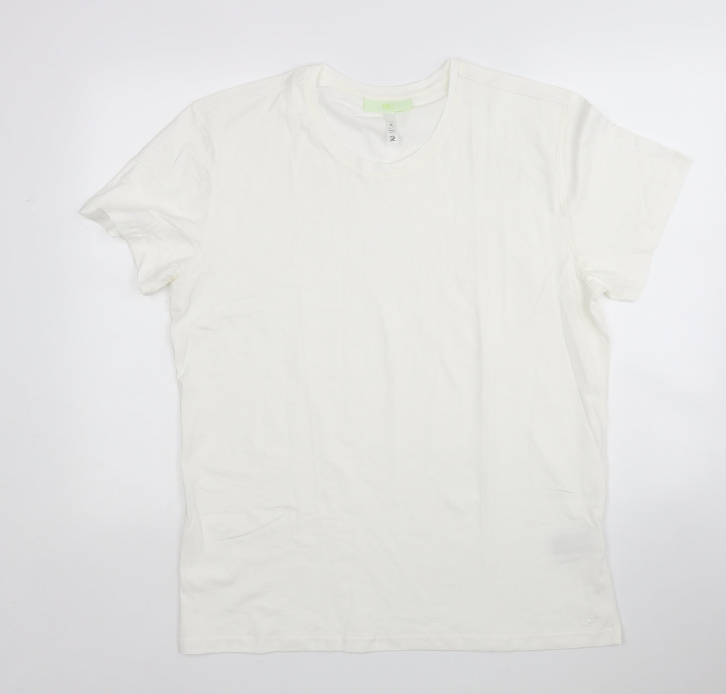 Neo Mens White  Cotton  T-Shirt Size XL Round Neck