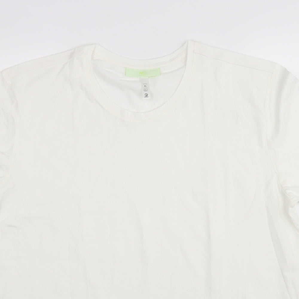 Neo Mens White  Cotton  T-Shirt Size XL Round Neck