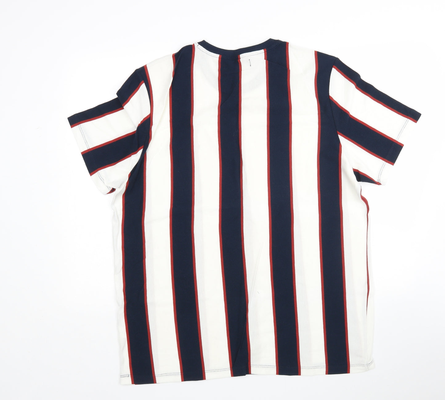 Easy Mens Multicoloured Striped Cotton  T-Shirt Size XL Round Neck
