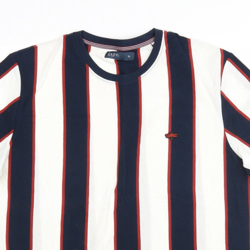 Easy Mens Multicoloured Striped Cotton  T-Shirt Size XL Round Neck