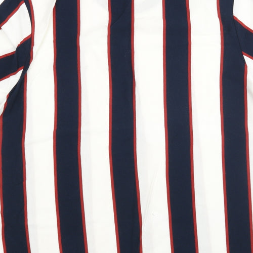 Easy Mens Multicoloured Striped Cotton  T-Shirt Size XL Round Neck