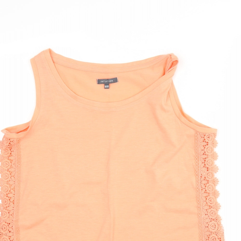 Intuition Womens Pink  Polyester Basic Tank Size 8 Round Neck