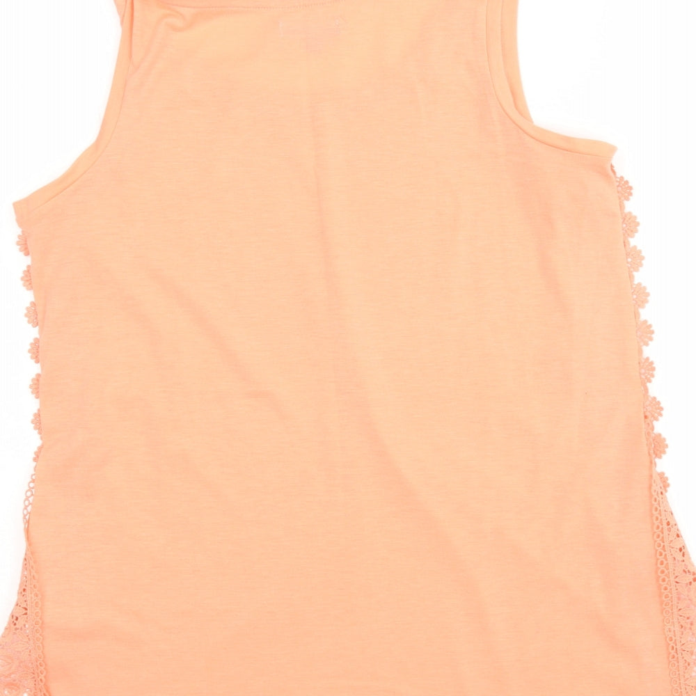 Intuition Womens Pink  Polyester Basic Tank Size 8 Round Neck