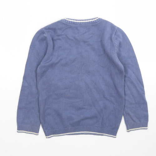 Mothercare Boys Blue Round Neck  Cotton Pullover Jumper Size 5-6 Years