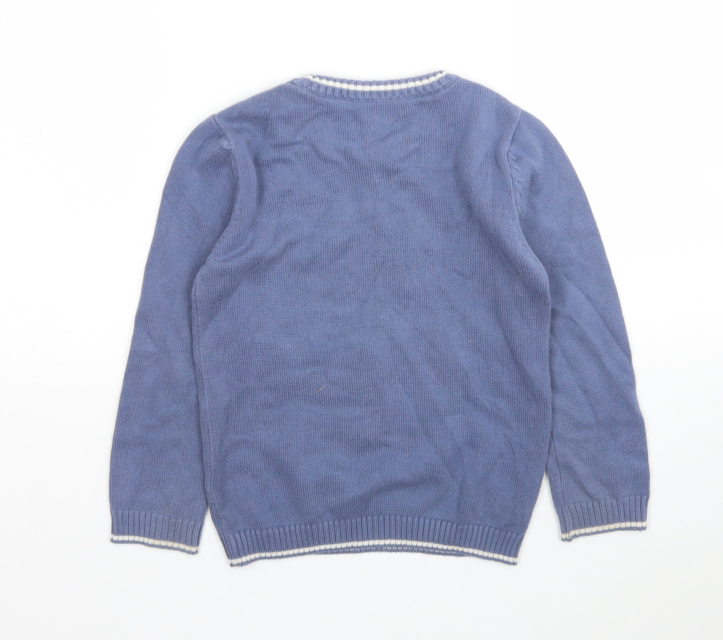 Mothercare Boys Blue Round Neck  Cotton Pullover Jumper Size 5-6 Years