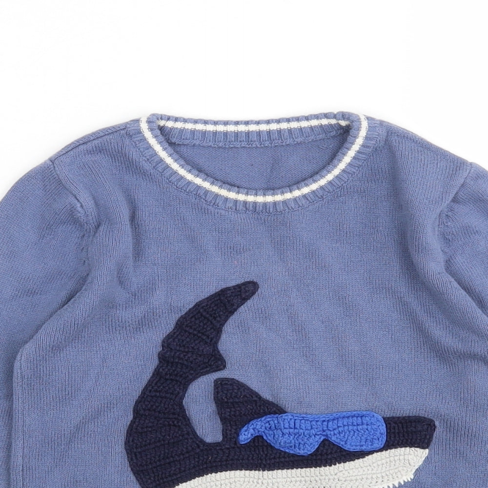 Mothercare Boys Blue Round Neck  Cotton Pullover Jumper Size 5-6 Years
