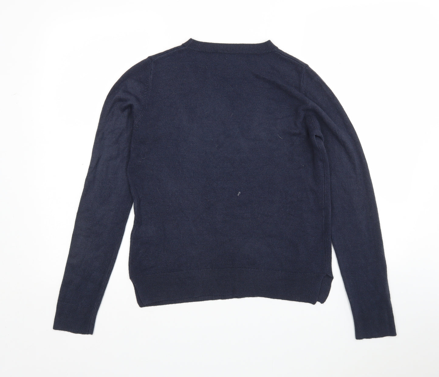 M&S Womens Blue Round Neck  Acrylic Pullover Jumper Size 10