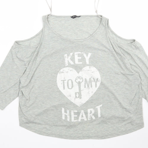 Internacionale Womens Grey  Polyester Basic T-Shirt Size 12 Round Neck