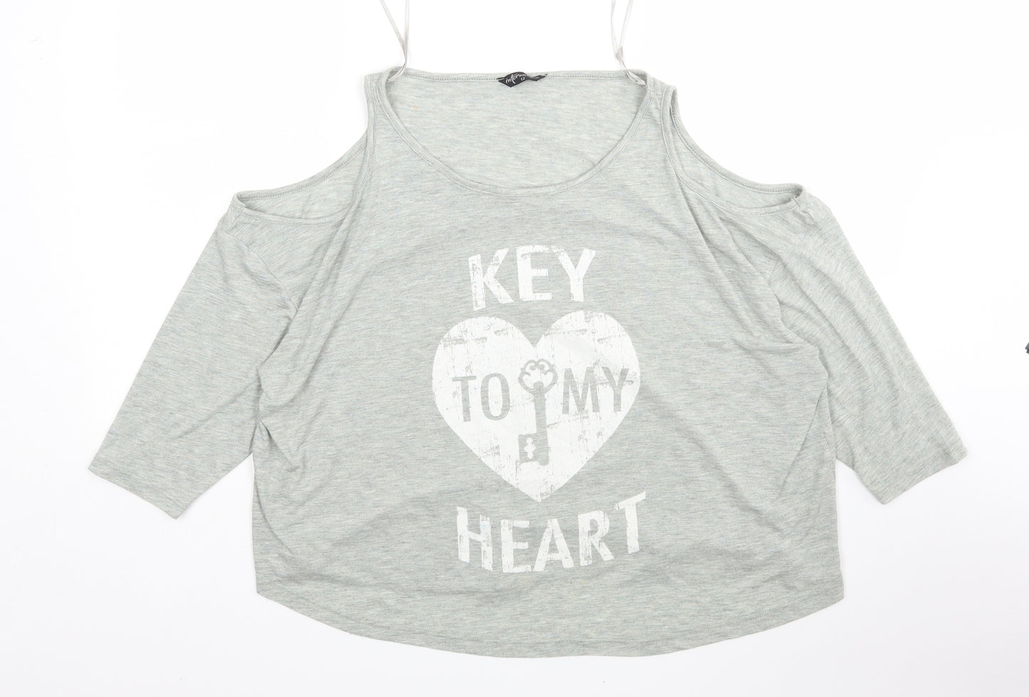 Internacionale Womens Grey  Polyester Basic T-Shirt Size 12 Round Neck