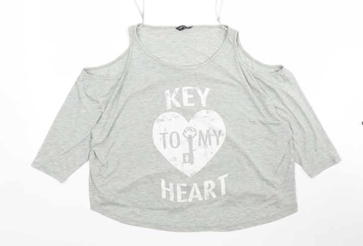 Internacionale Womens Grey Polyester Basic T-Shirt Size 12 Round Neck