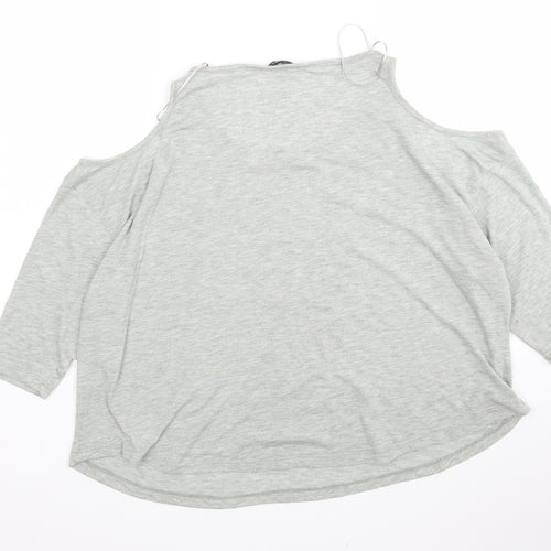 Internacionale Womens Grey  Polyester Basic T-Shirt Size 12 Round Neck
