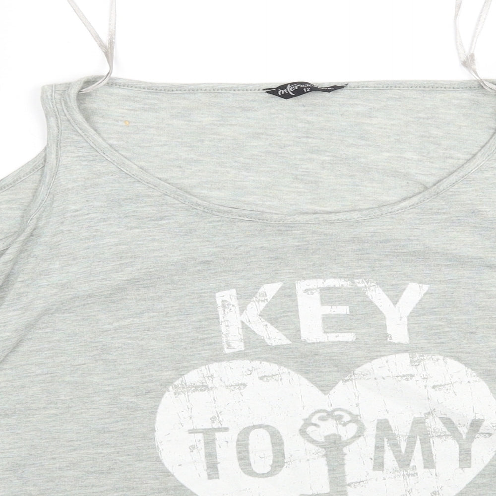 Internacionale Womens Grey  Polyester Basic T-Shirt Size 12 Round Neck