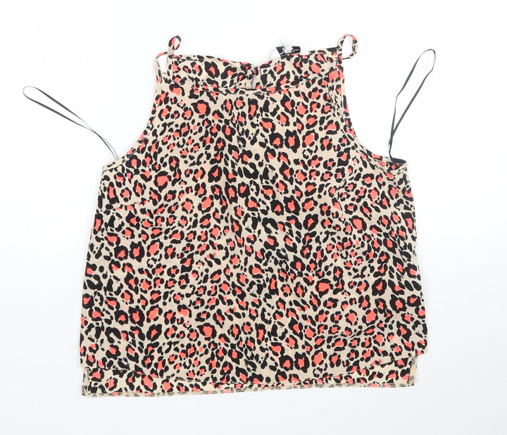 New Look Womens Multicoloured Animal Print Polyester Basic Tank Size 10 Round Neck