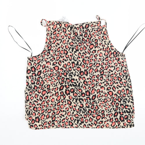 New Look Womens Multicoloured Animal Print Polyester Basic Tank Size 10 Round Neck