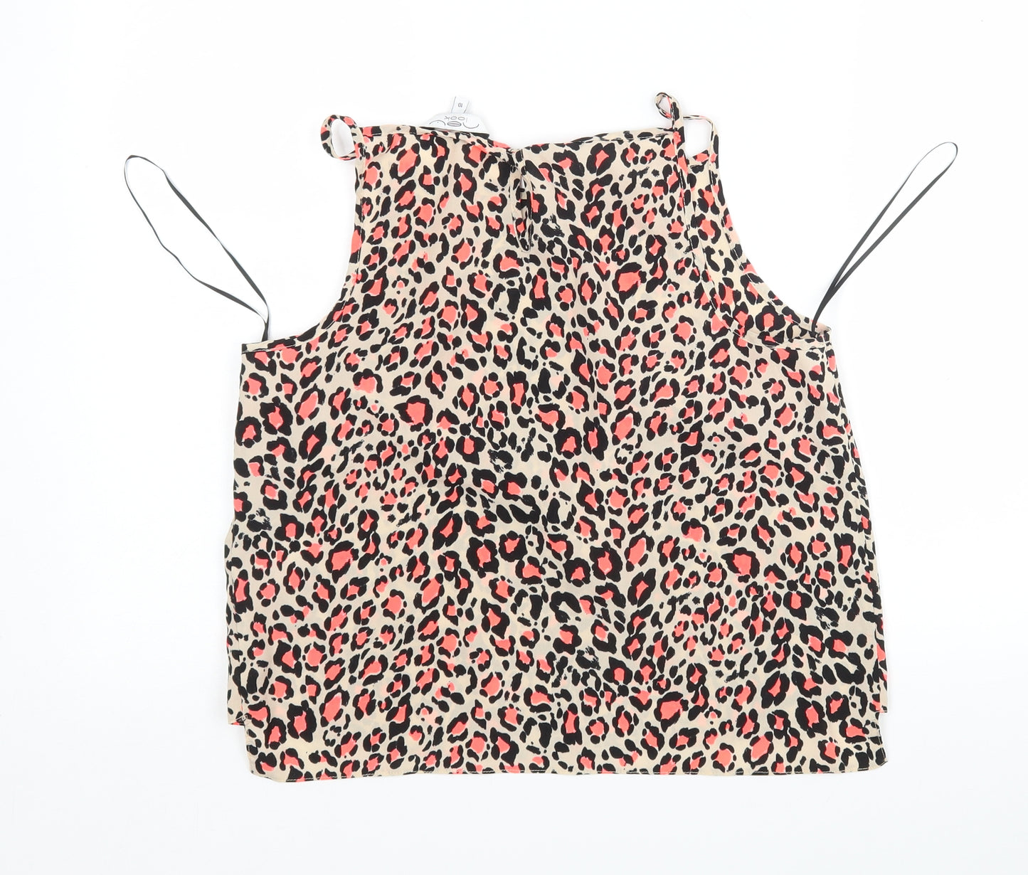 New Look Womens Multicoloured Animal Print Polyester Basic Tank Size 10 Round Neck