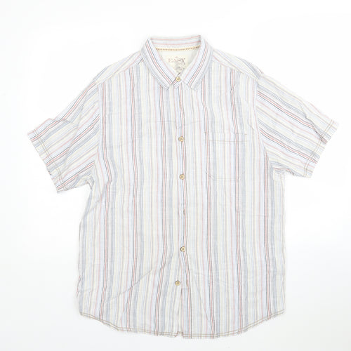Easy Mens Multicoloured Striped   Button-Up Size L Collared