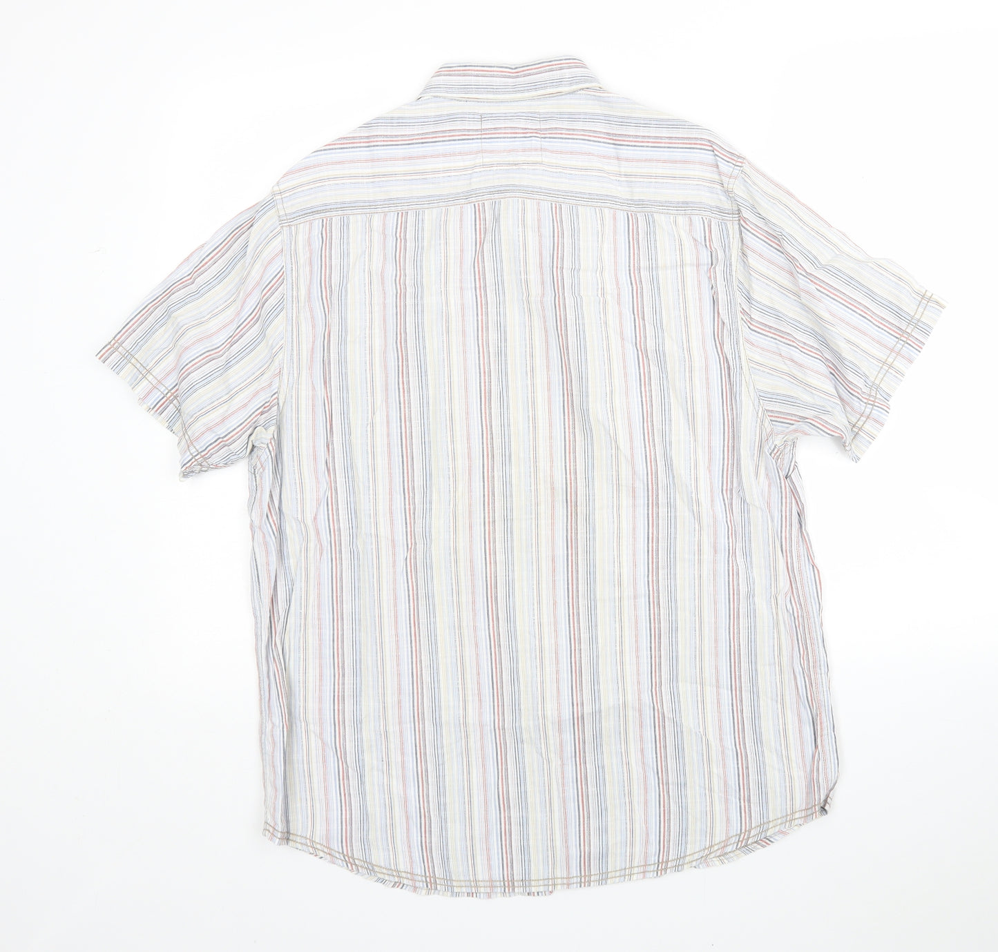 Easy Mens Multicoloured Striped   Button-Up Size L Collared