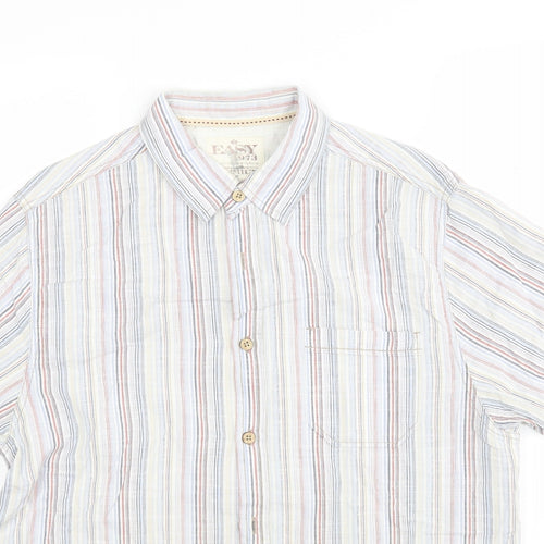 Easy Mens Multicoloured Striped   Button-Up Size L Collared