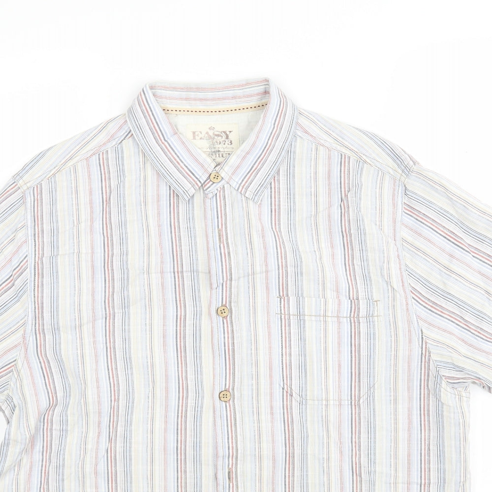 Easy Mens Multicoloured Striped   Button-Up Size L Collared
