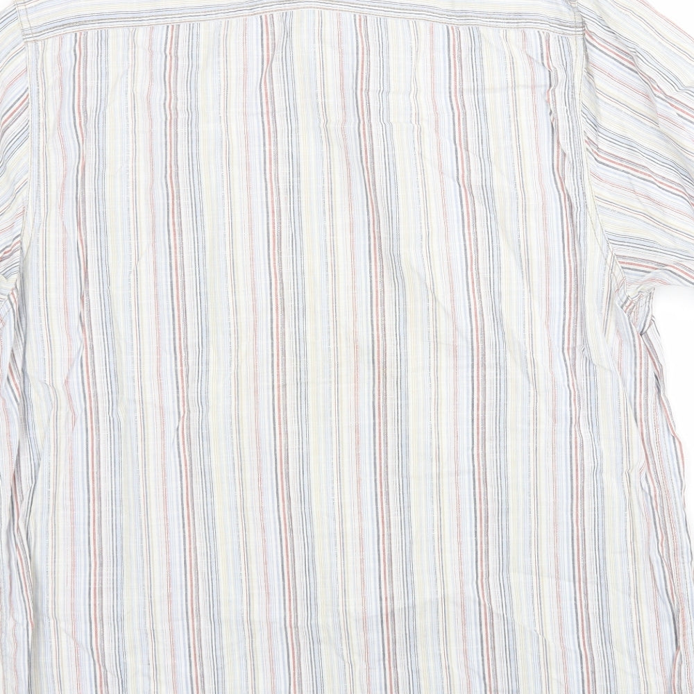 Easy Mens Multicoloured Striped   Button-Up Size L Collared