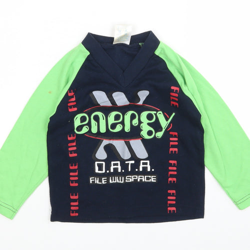 Preworn Boys Multicoloured  Cotton Basic T-Shirt Size 2-3 Years V-Neck
