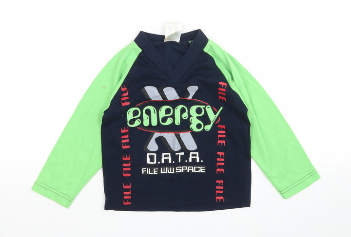 Preworn Boys Multicoloured  Cotton Basic T-Shirt Size 2-3 Years V-Neck