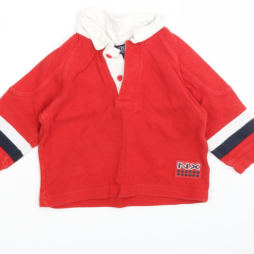 NX Boys Red  Cotton Basic Polo Size 9-12 Months Collared
