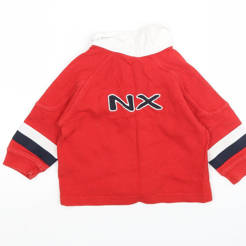 NX Boys Red  Cotton Basic Polo Size 9-12 Months Collared