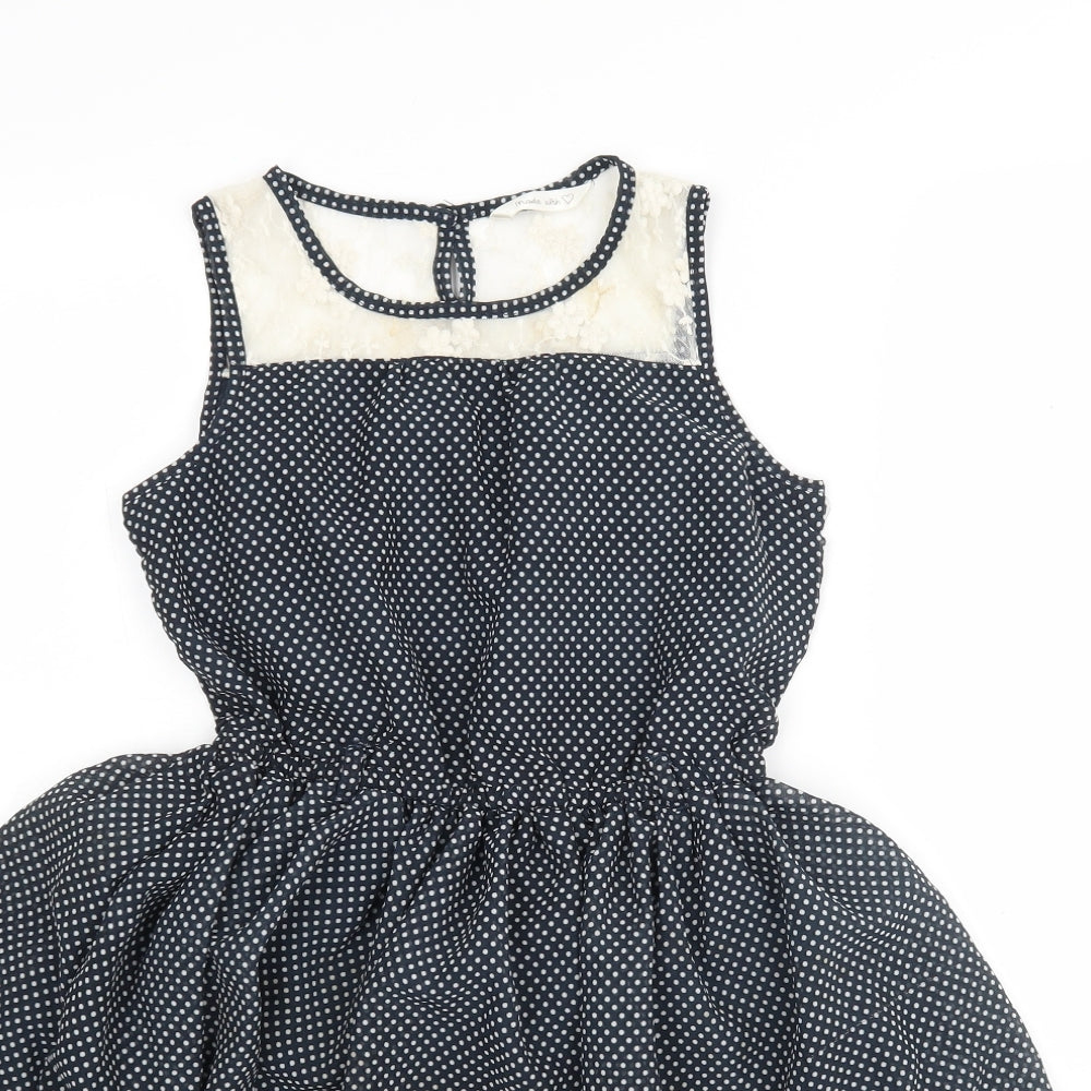 Matalan Girls Multicoloured Polka Dot Polyester Fit & Flare  Size 11 Years  Round Neck