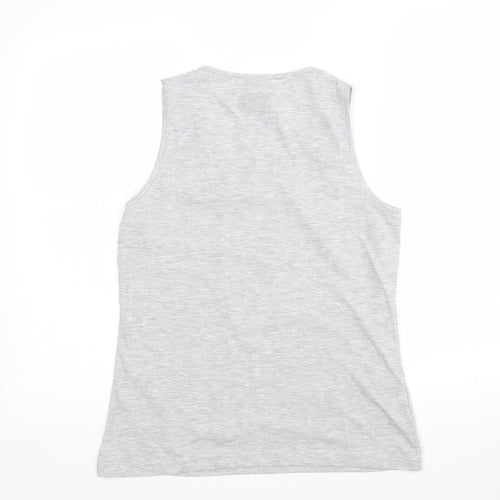 Barley Lane  Womens Grey  Cotton Basic Tank Size M Round Neck