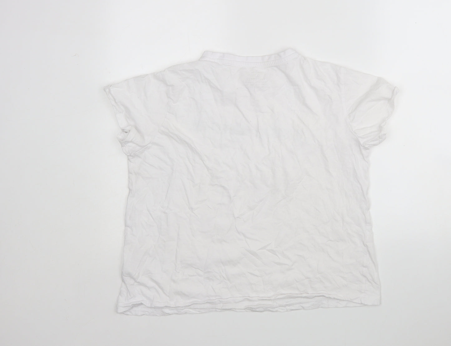 Primark Womens White  Cotton Basic T-Shirt Size L Round Neck