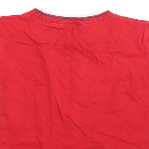 Tiny Ted Boys Red  Cotton Basic T-Shirt Size 9-12 Months Round Neck