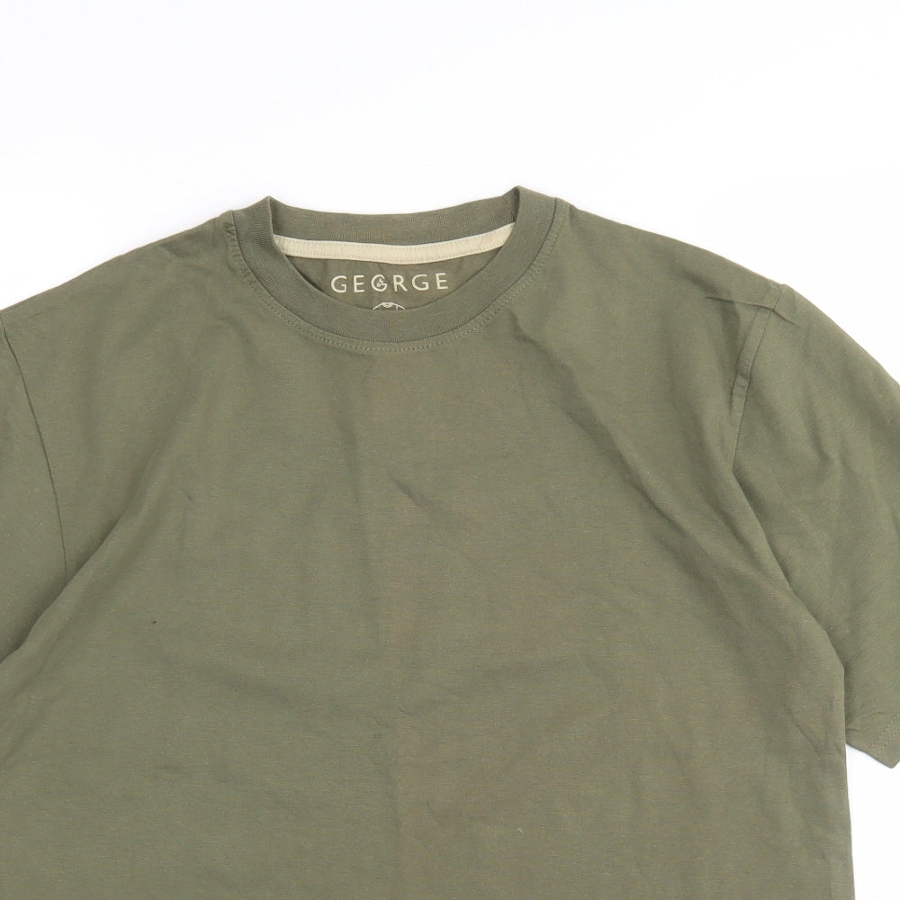 George Mens Green  Cotton  T-Shirt Size S Round Neck