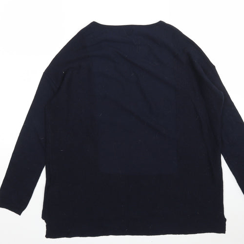 Topshop Womens Blue V-Neck  Polyester Pullover Jumper Size 6