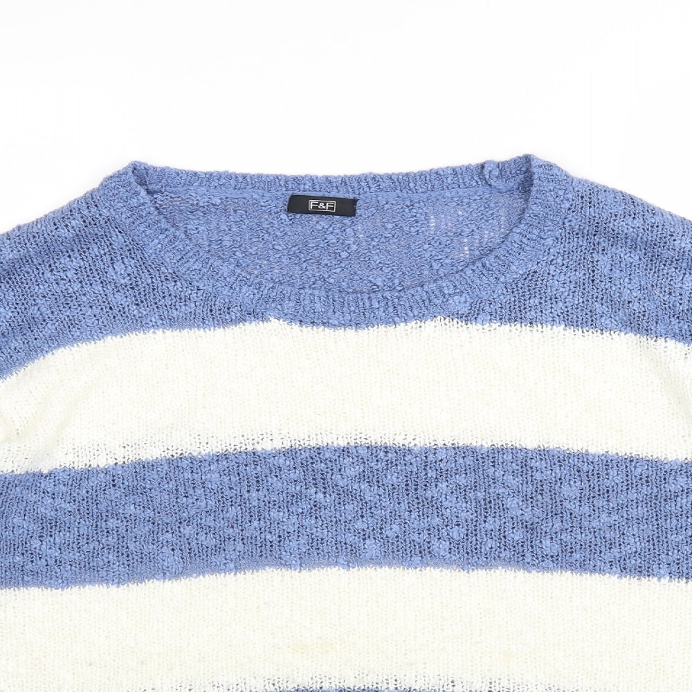 F&F Womens Multicoloured Round Neck Striped Acrylic Pullover Jumper Size 20