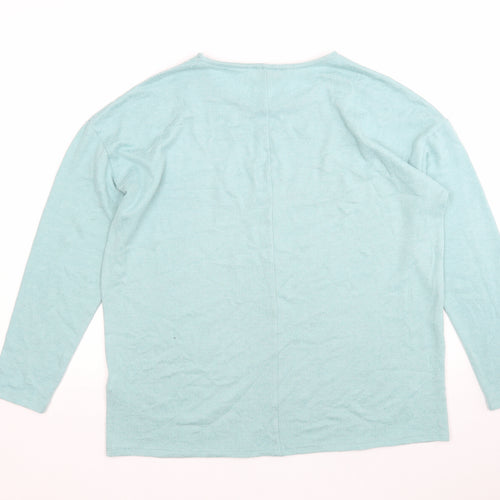 Papaya Womens Green Round Neck  Polyester Pullover Jumper Size M