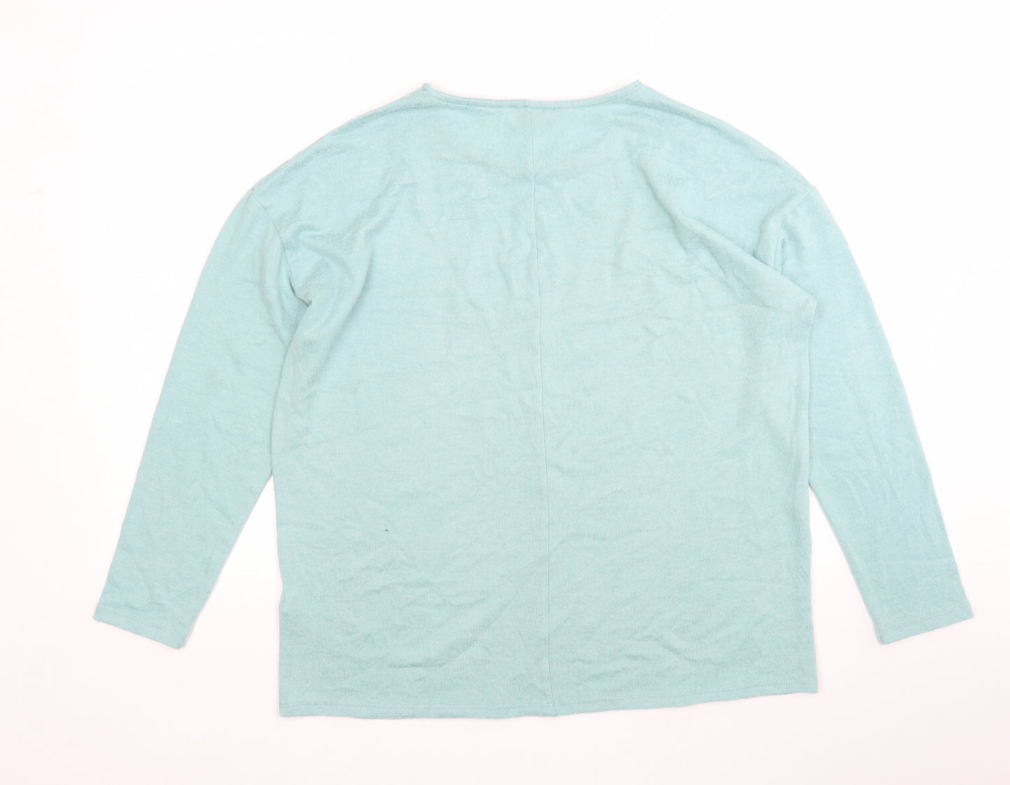 Papaya Womens Green Round Neck  Polyester Pullover Jumper Size M