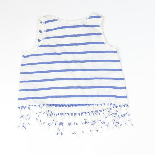 New Look Womens Multicoloured Striped Cotton Basic T-Shirt Size 8 Scoop Neck