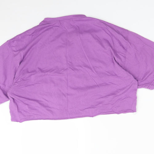 Missguided Womens Purple  Polyester Cropped T-Shirt Size 8 Crew Neck - SISTER