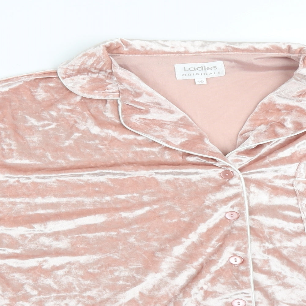 ORIGINALS Womens Pink Solid Polyester  Nightshirt Size 16