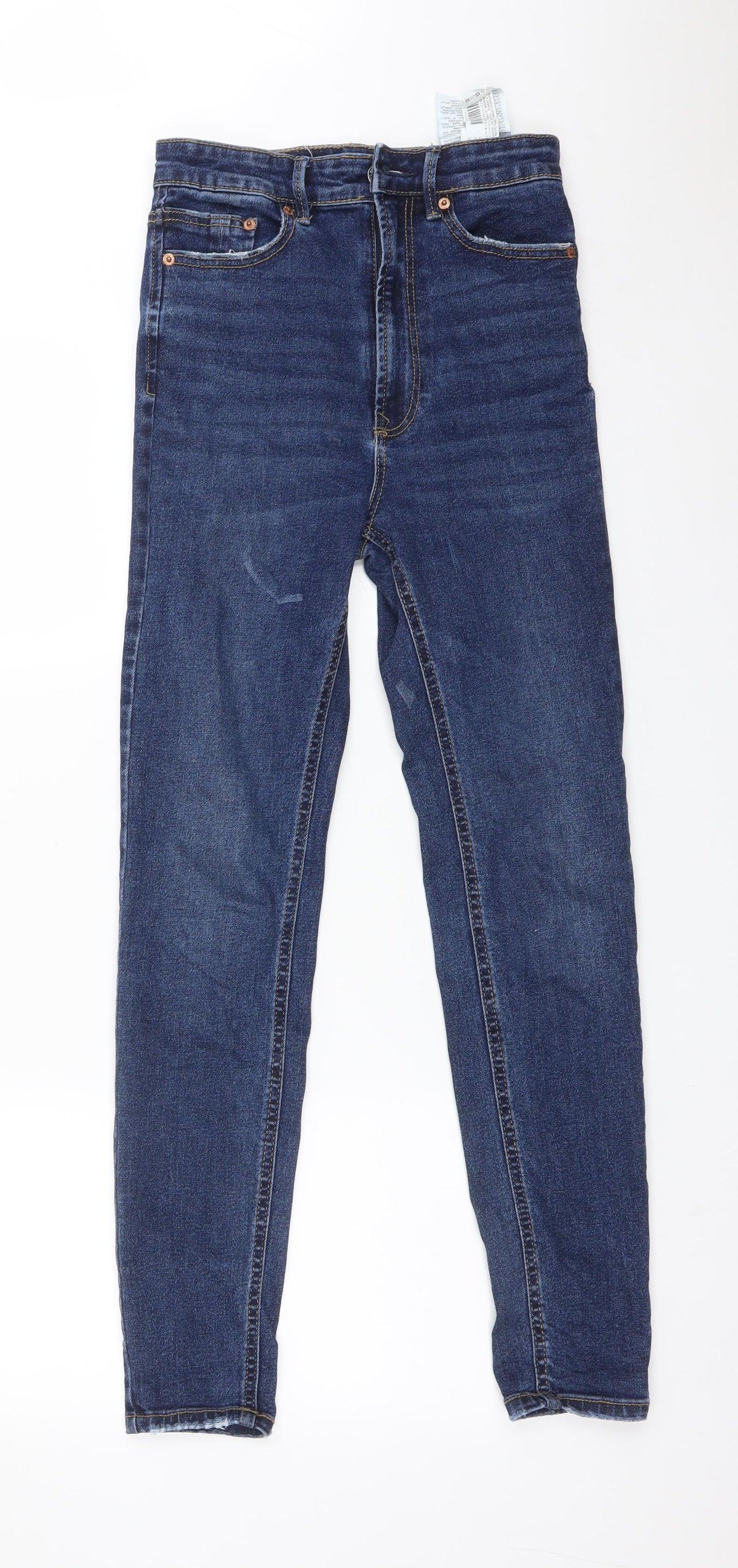 Stradivarius Womens Blue  Cotton Skinny Jeans Size 8 L28 in Regular