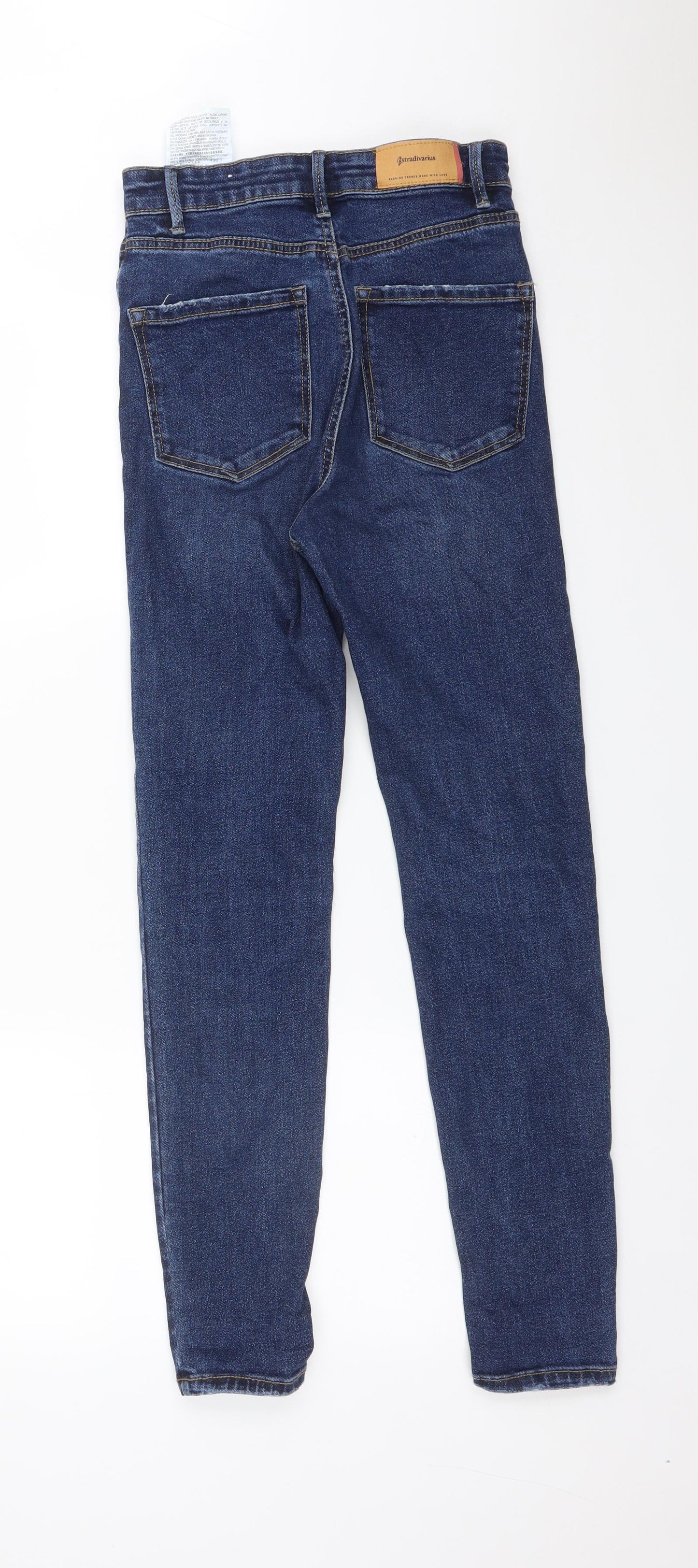 Stradivarius Womens Blue  Cotton Skinny Jeans Size 8 L28 in Regular