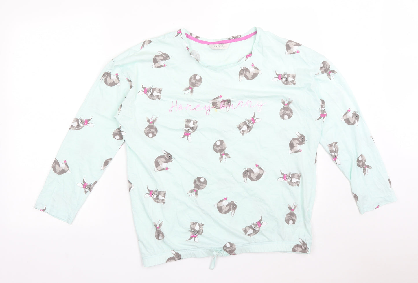 George Womens Green Animal Print Cotton  Pyjama Top Size 14   - RABBITS