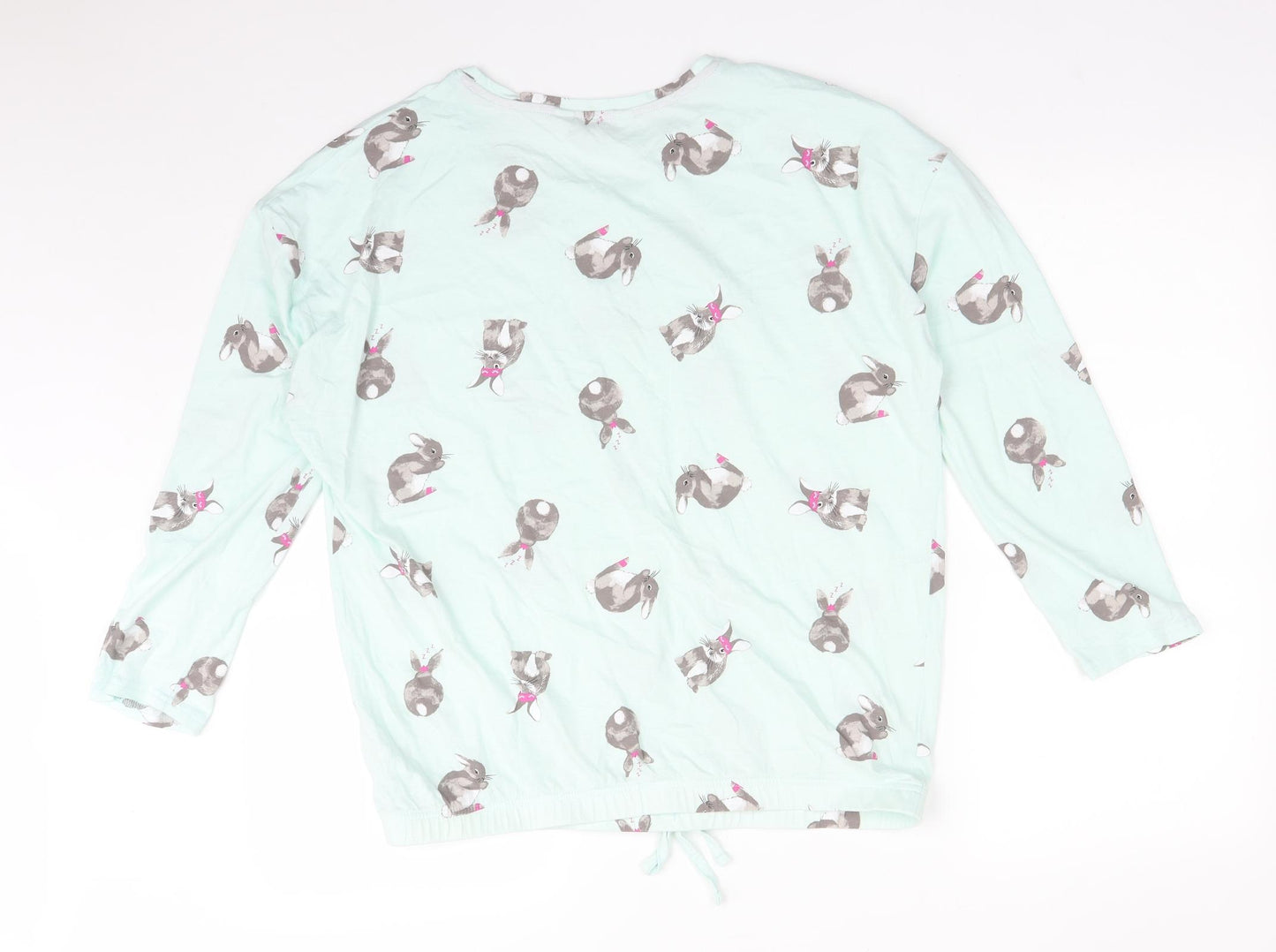 George Womens Green Animal Print Cotton  Pyjama Top Size 14   - RABBITS