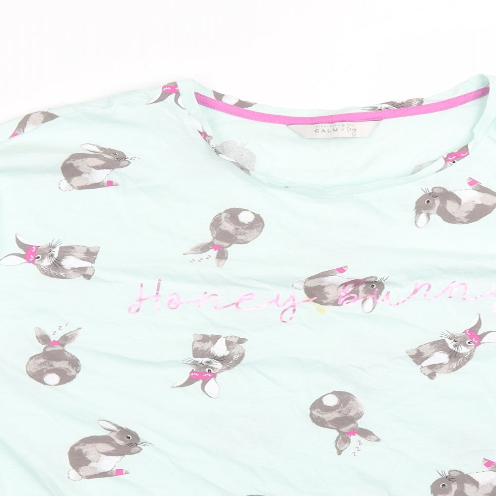George Womens Green Animal Print Cotton  Pyjama Top Size 14   - RABBITS