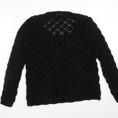 Miso Womens Black Argyle/Diamond Acrylic Pullover Sweatshirt Size 10